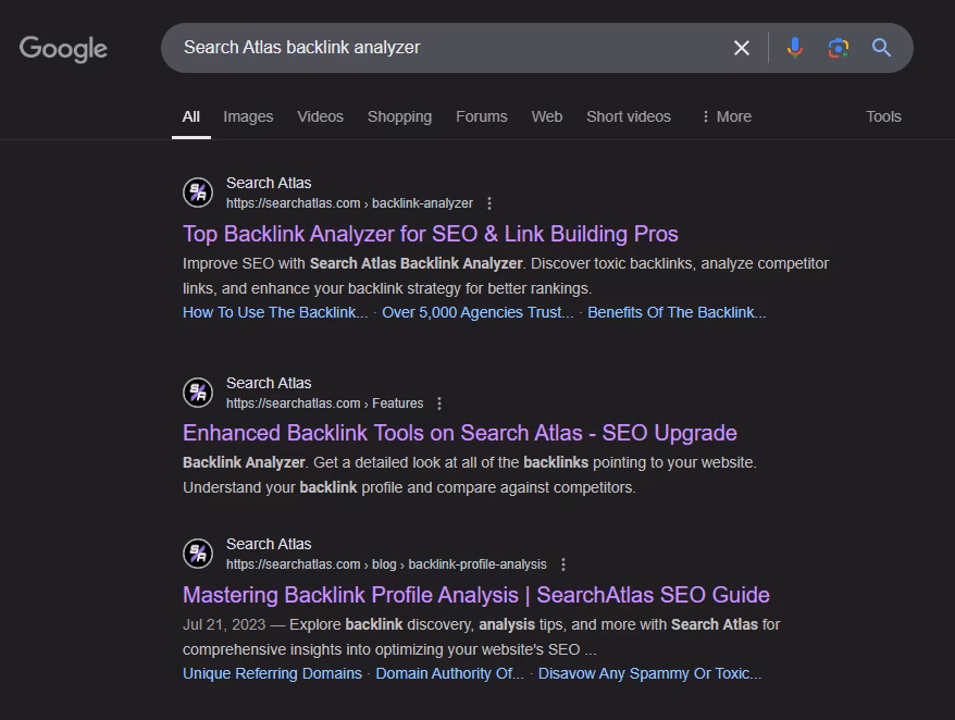 navigational keyword intent example search atlas backlink analyzer