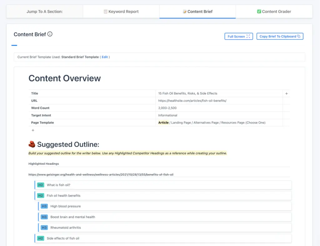 Content Harmony product example