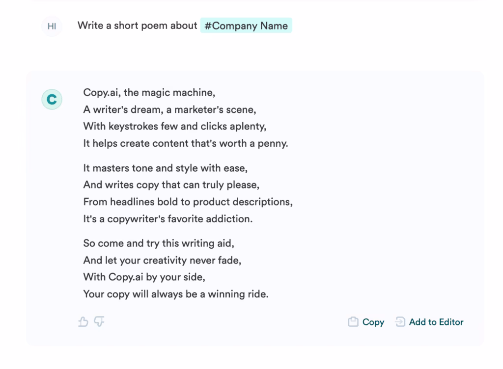 Copy.ai Infobase Example