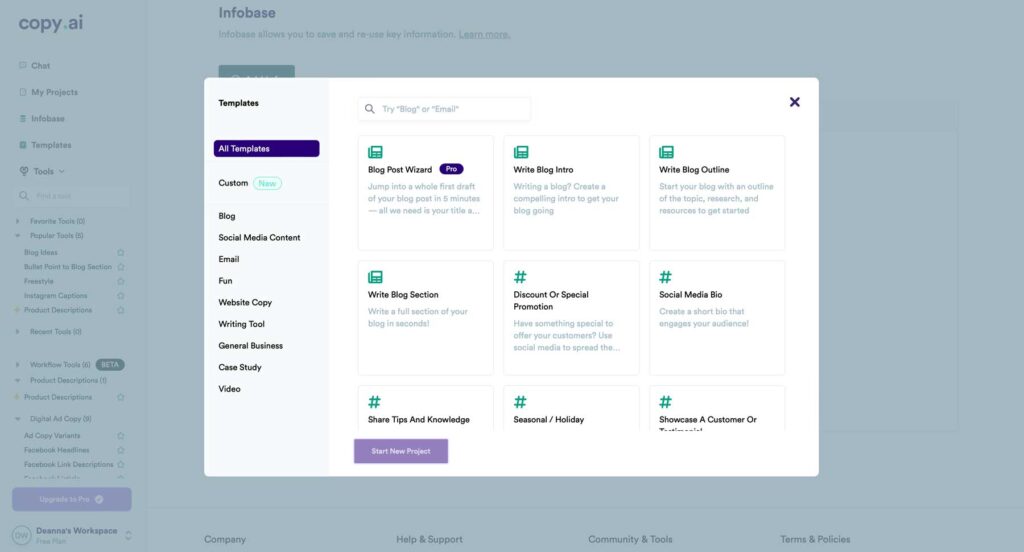 Copy.ai analytics feature