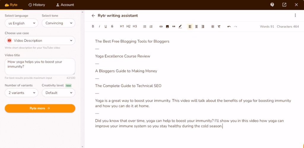 rytr blog outline generator