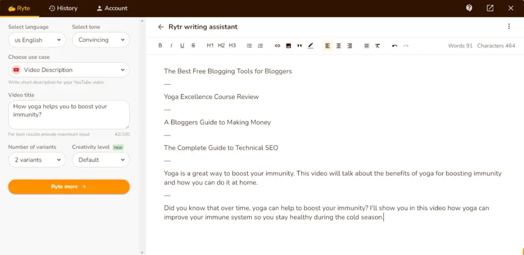 rytr blog outline generator