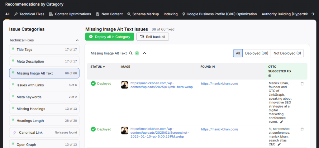 search atlas otto fixes missing image alt text
