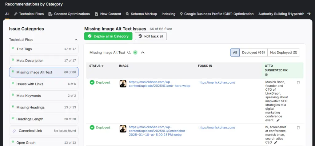search atlas otto fixes missing image alt text