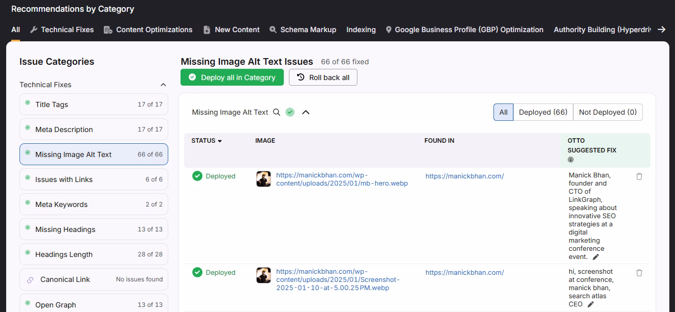 search atlas otto fixes missing image alt text