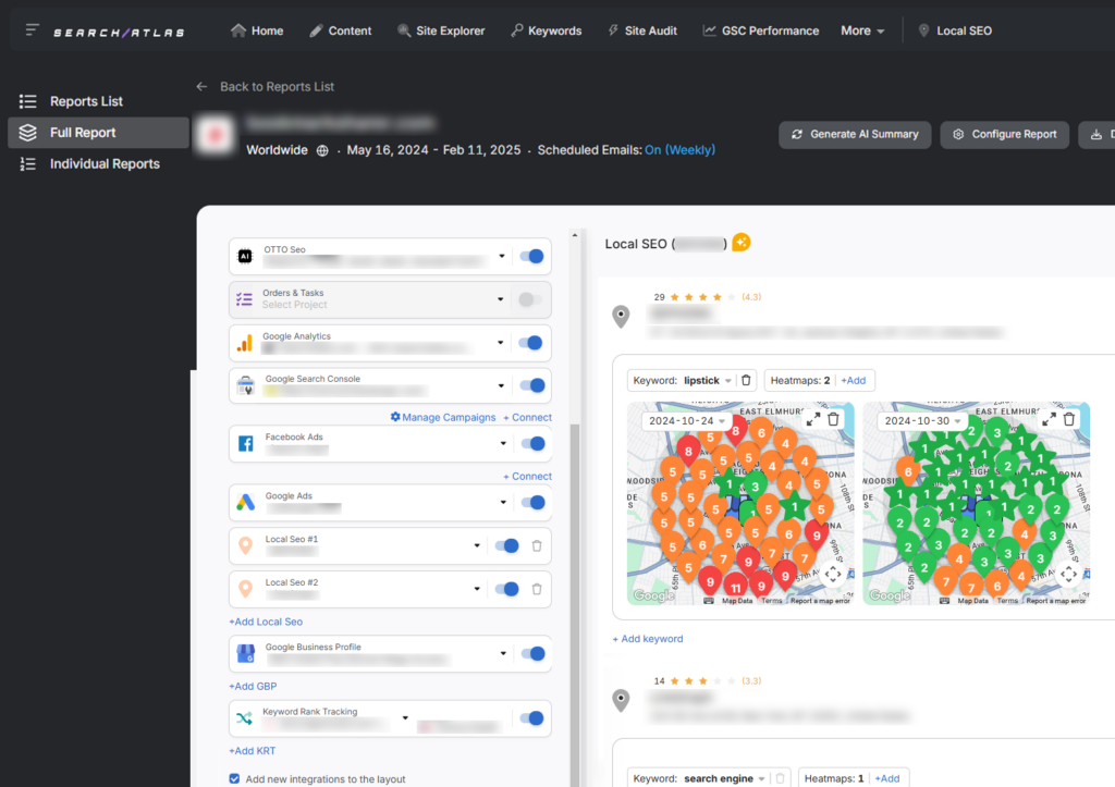 search atlas report builder heatmaps example