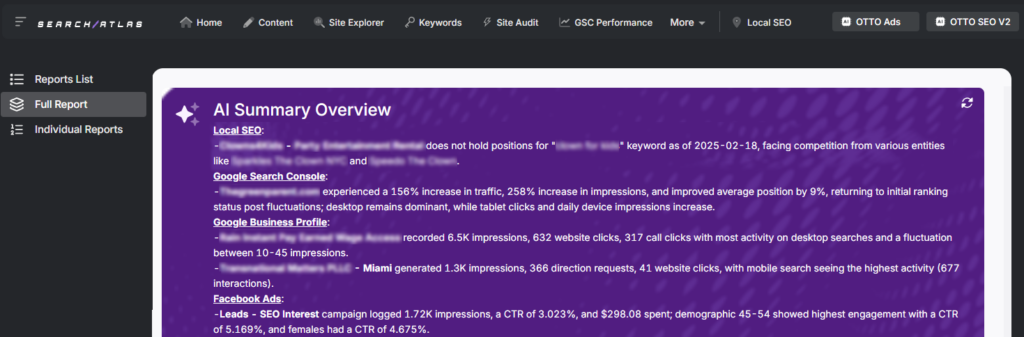 search atlas reporting ai summary overviews local seo