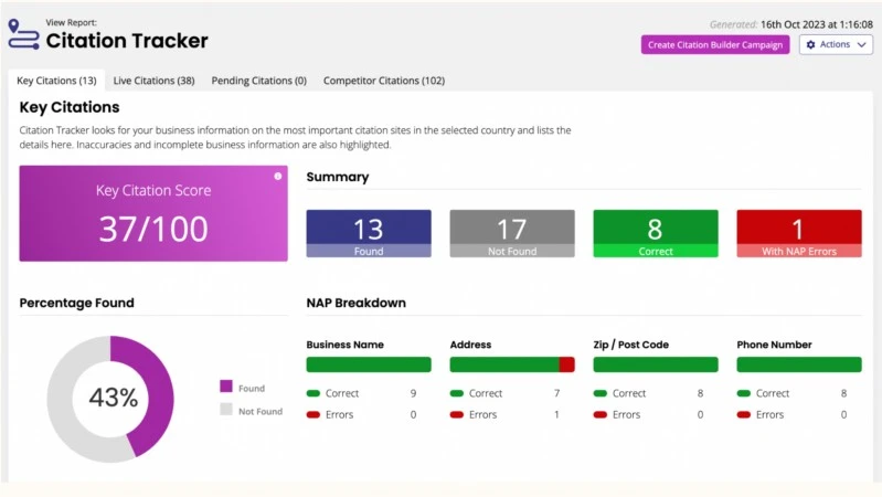 BrightLocal local SEO features
