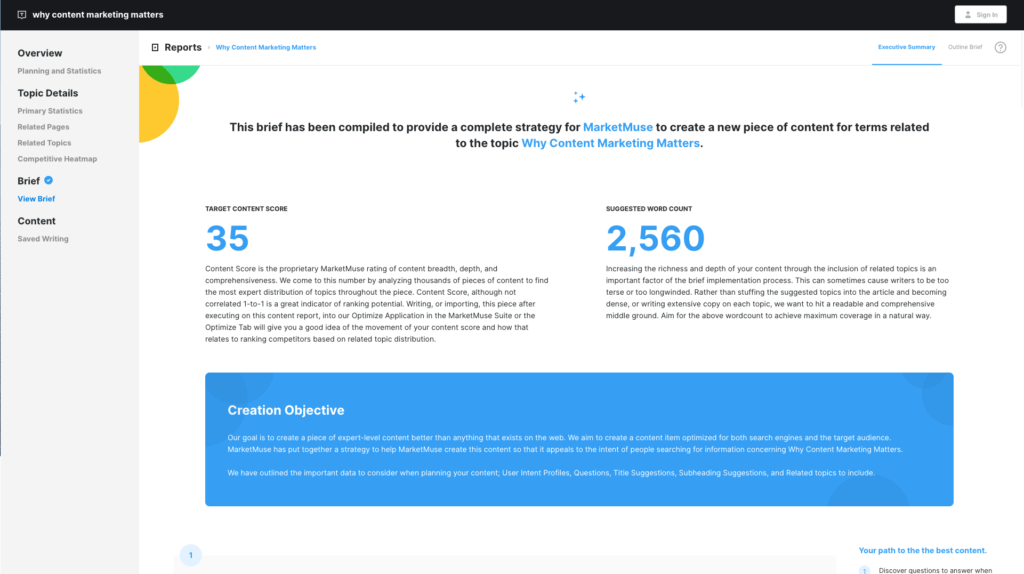 MarketMuse Content Briefs