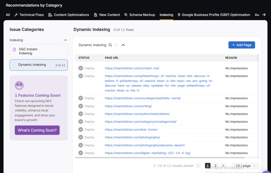 OTTO SEO dynamic indexing manick bhan