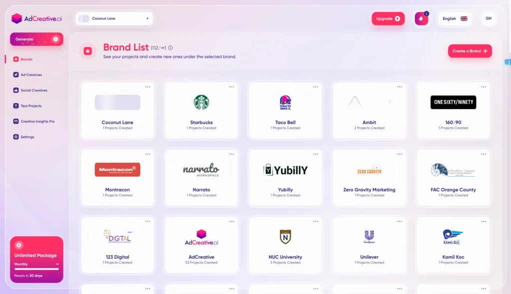 adcreative.ai dashboard