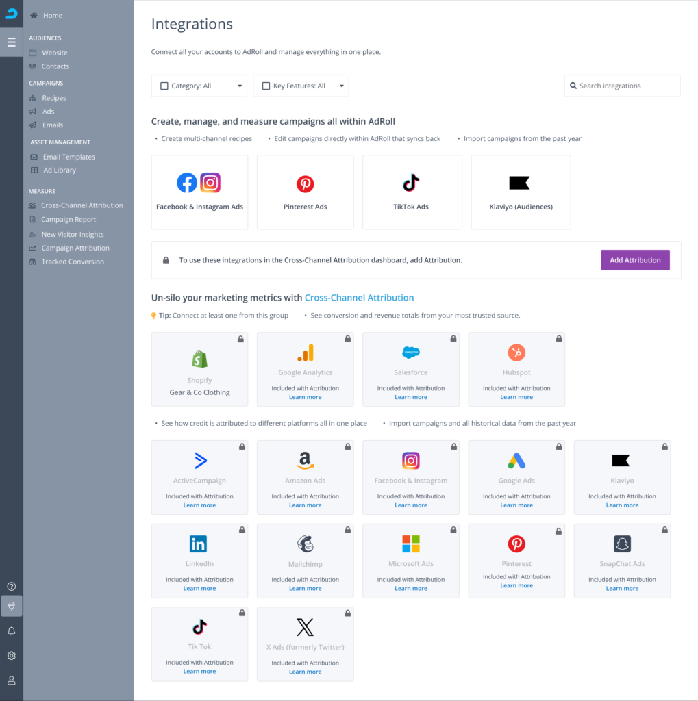 adroll dashboard via adroll
