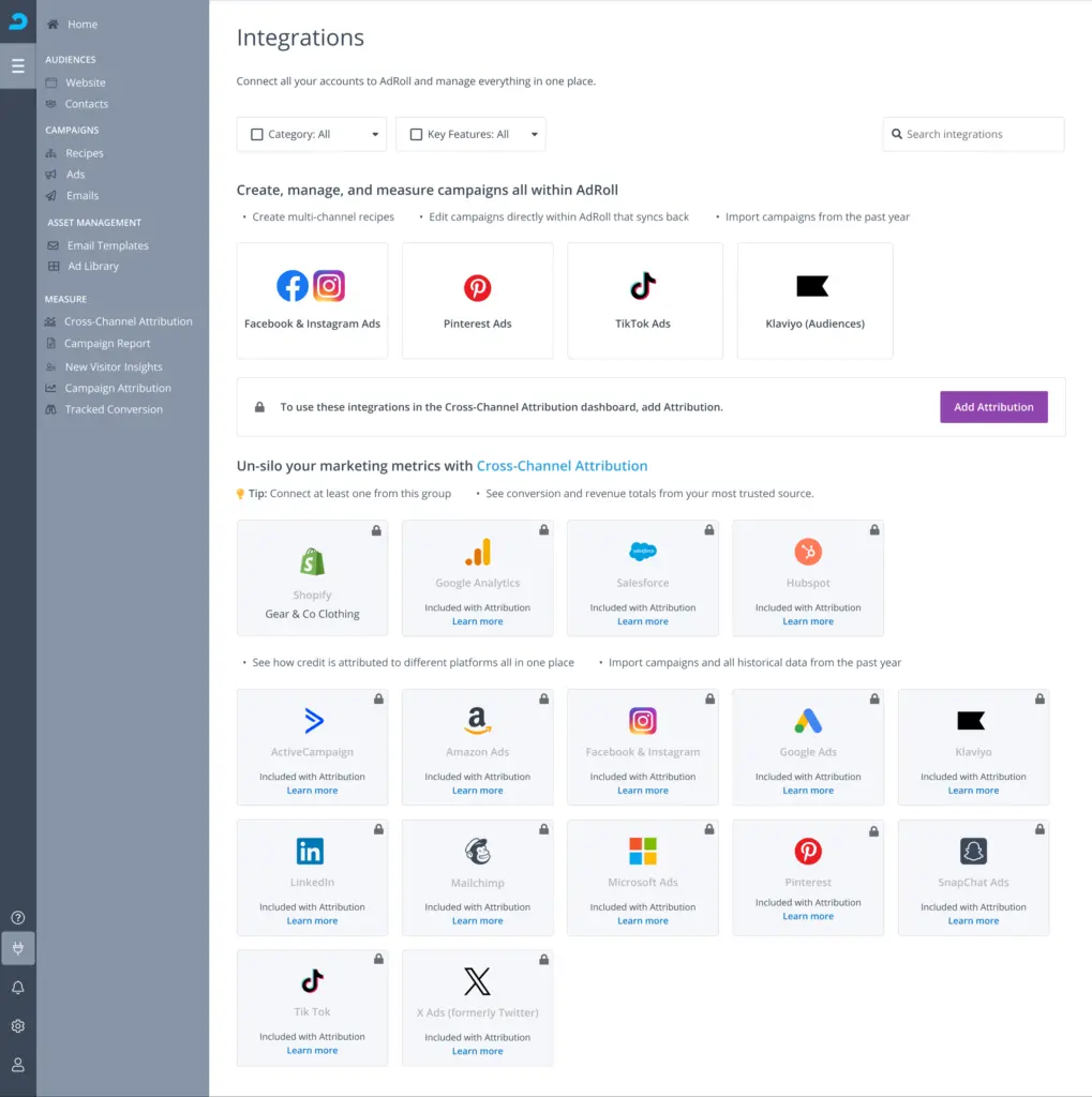 adroll dashboard via adroll