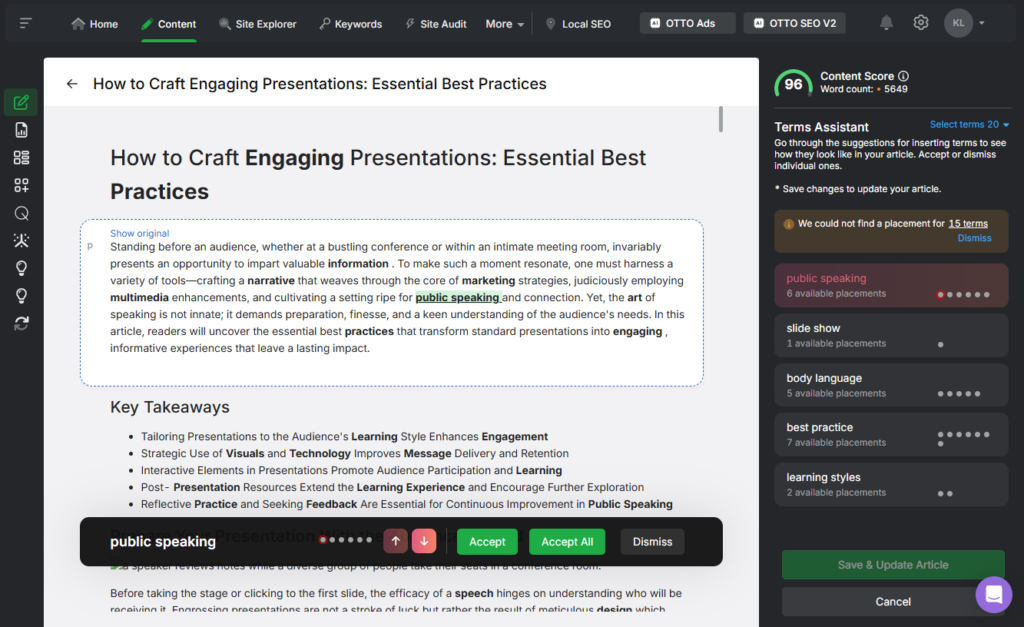 content genius terms assistant engaging presentation