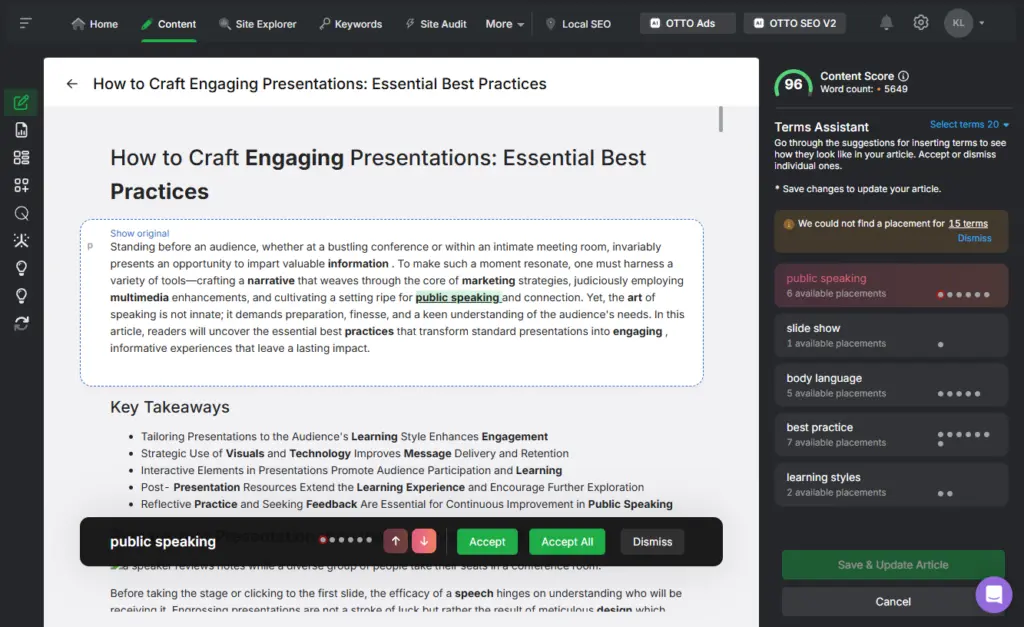 content genius terms assistant engaging presentation