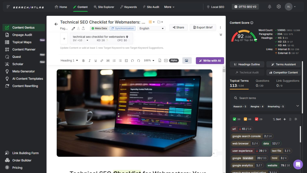 content generator interface
