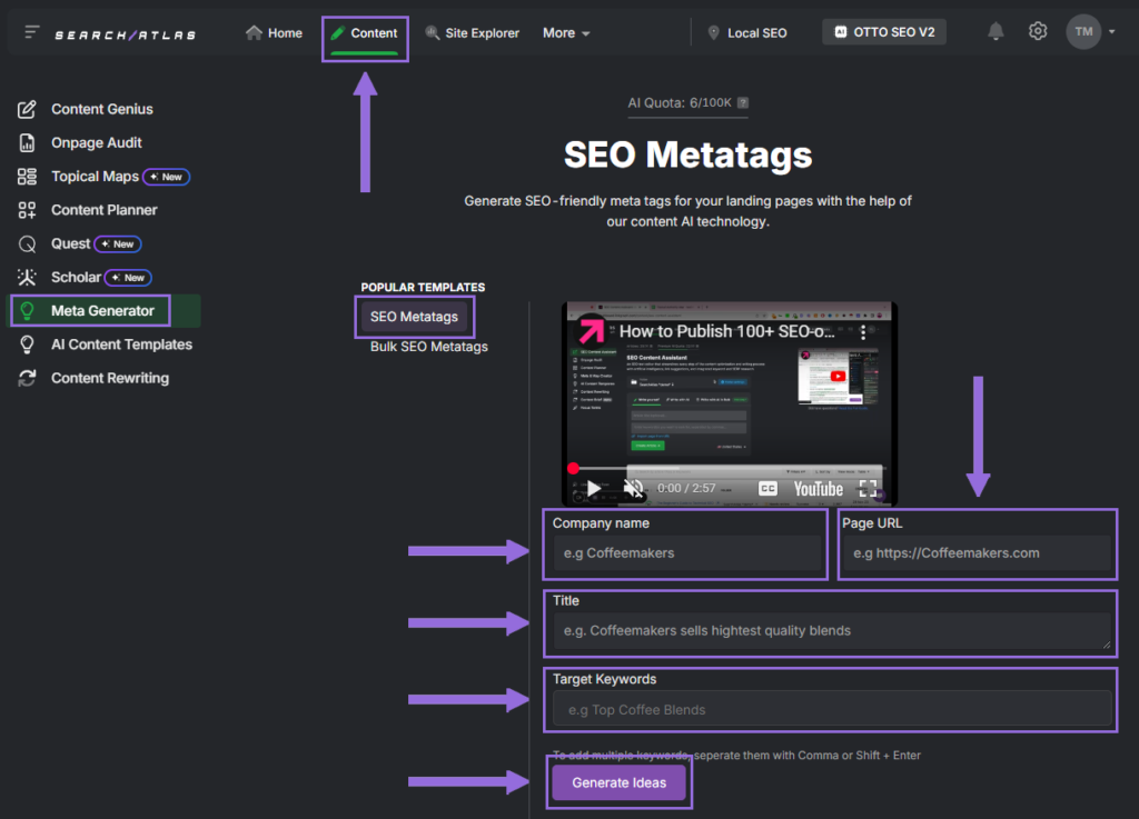 SEO metatags generator tool