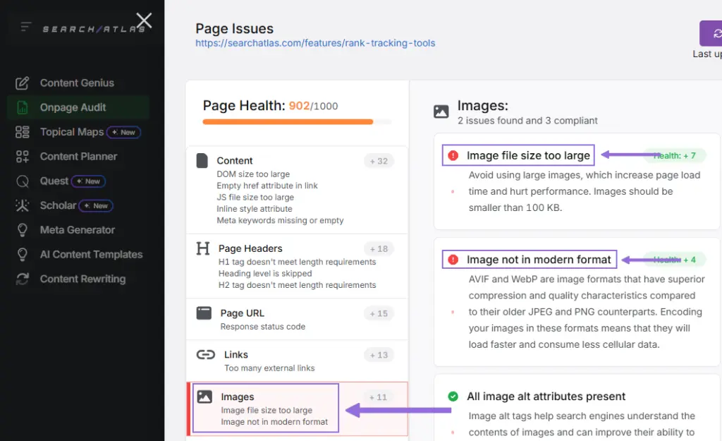 page issues image size