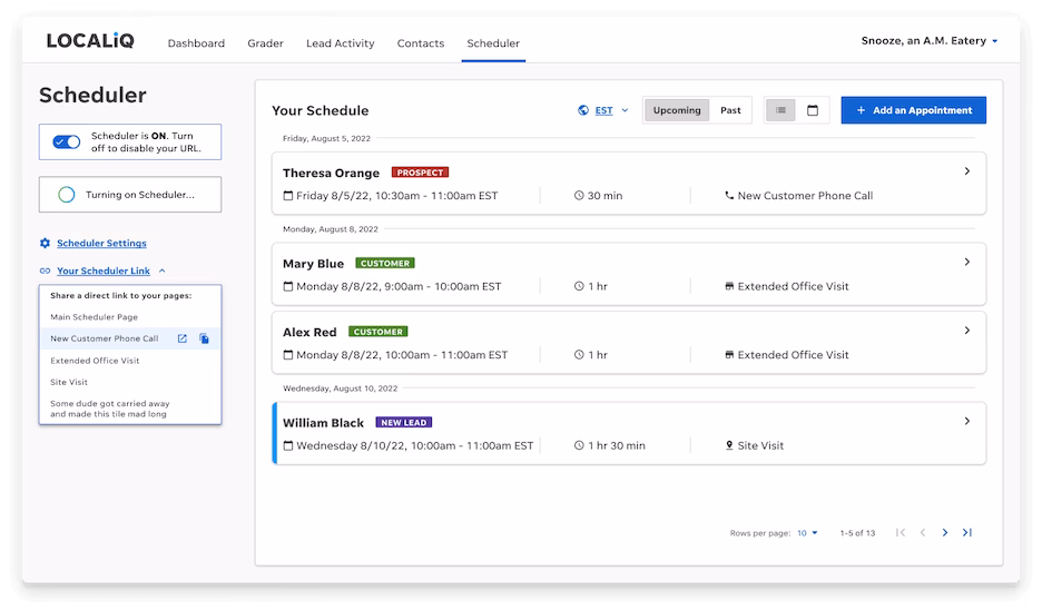 localiq dashboard