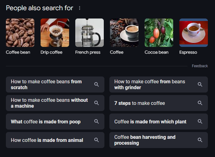 people also search for coffee beans