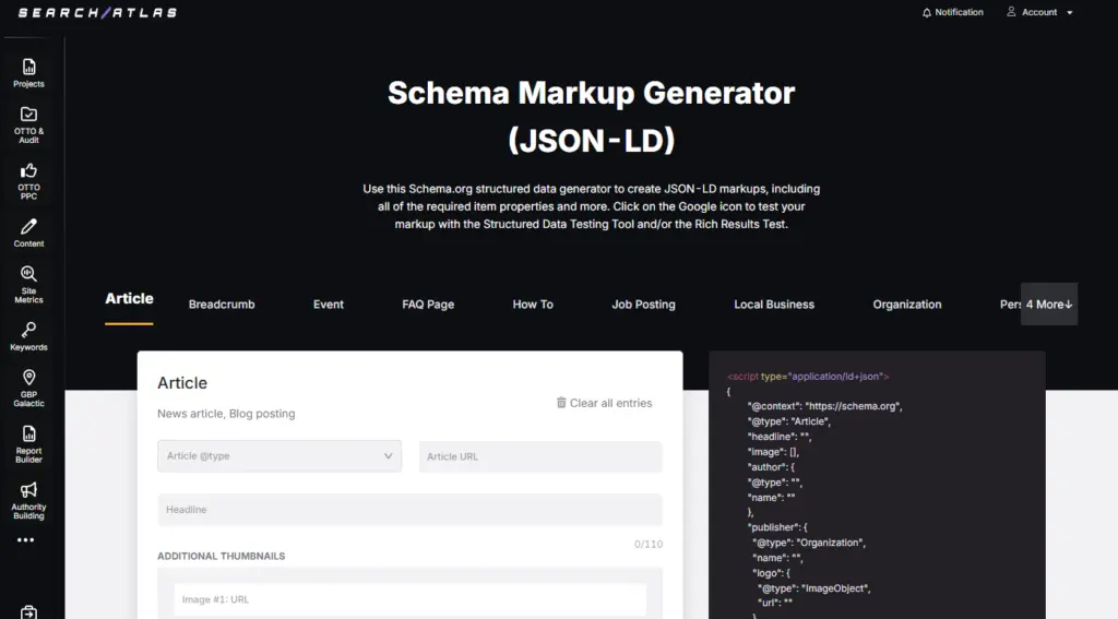 search atlas schema markup json-ld generator structured data