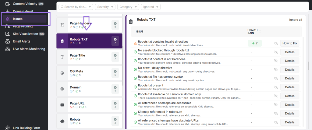 robots txt issues in site audit