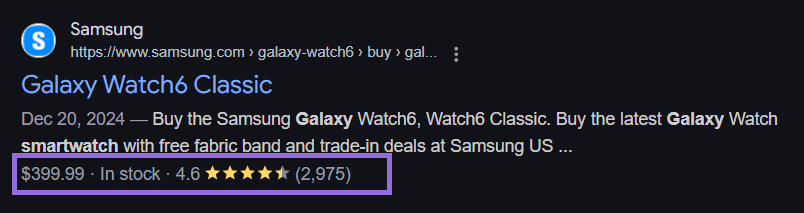 structured data for galaxy watch6