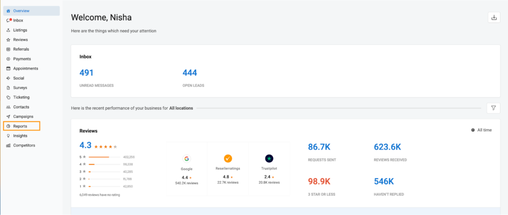 Birdeye Dashboard
