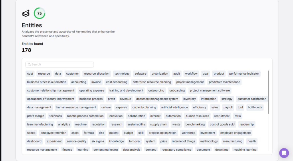 Entity Score in Scholar shows you how well entities are used on a given page.