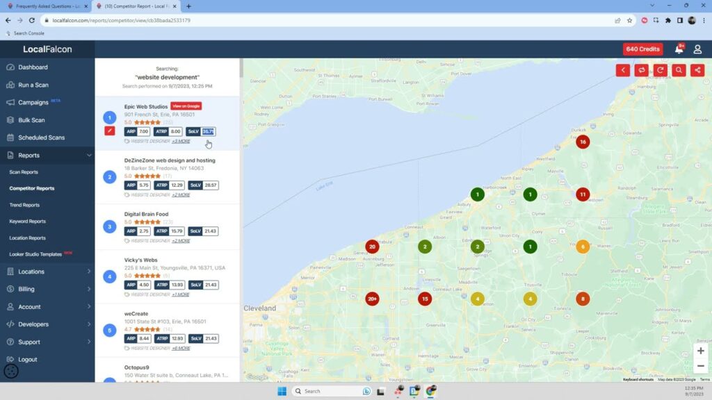 Local Falcon Dashboard, Reports