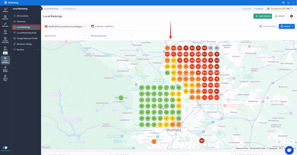 SE Ranking platform showcasing tools to improve online visibility and SEO performance for businesses.