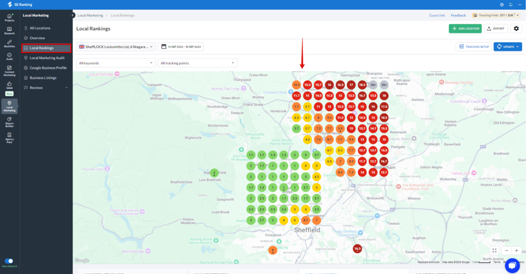 SE Ranking platform showcasing tools to improve online visibility and SEO performance for businesses.