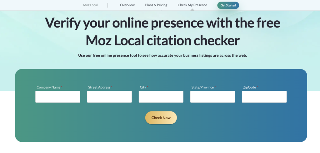 Moz Local citation checker