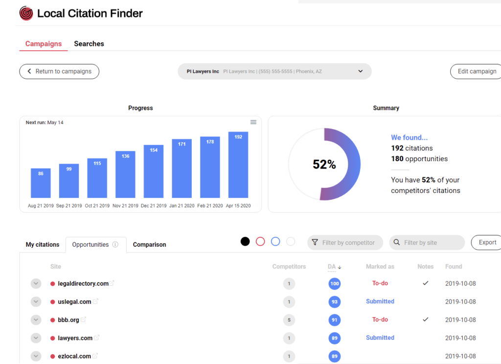 WhiteSpark local citation finder