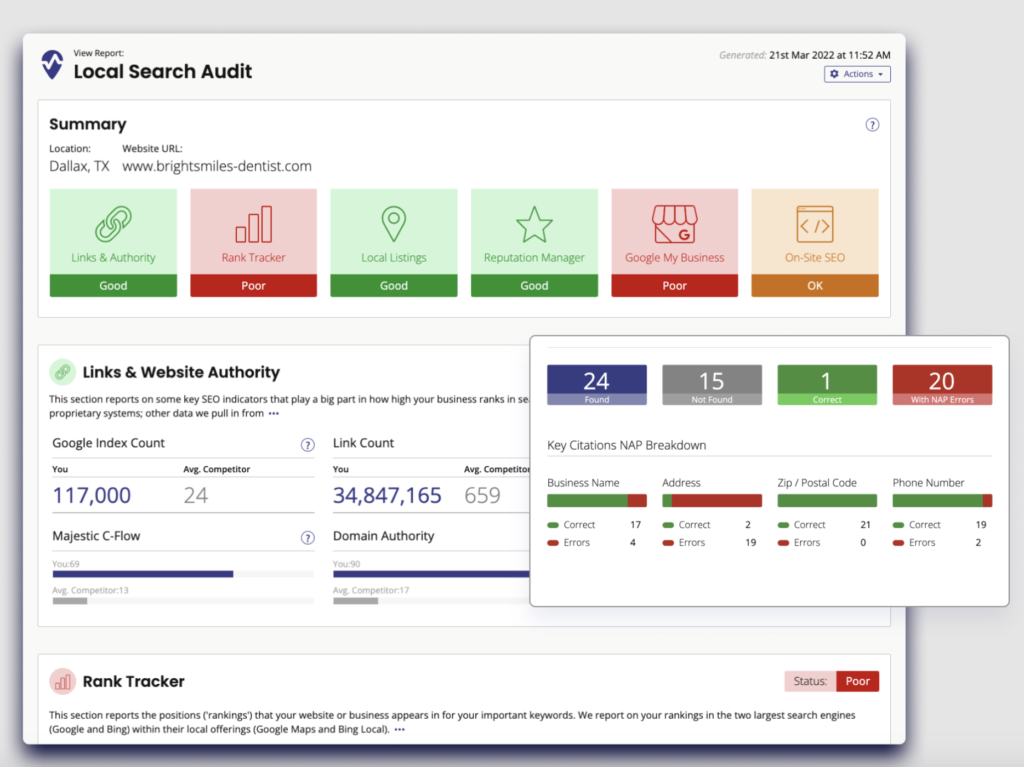 Screenshot Local SEO Audit brightlocal - Local Search Audit