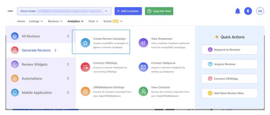 Review Management Synup - Create Review Campaign