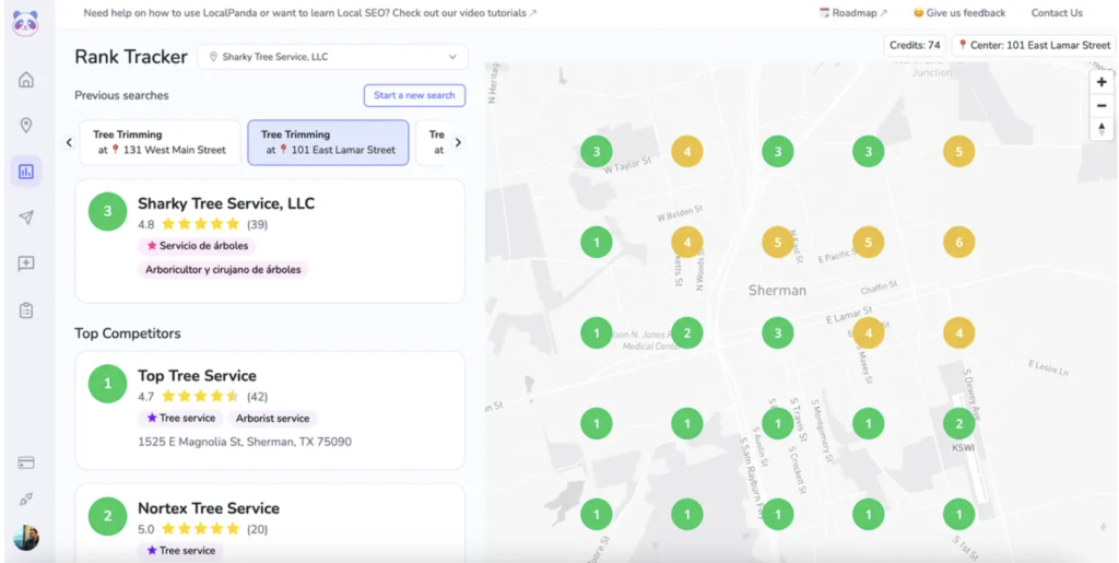 LocalPanda tool Rank Tracker dashboard