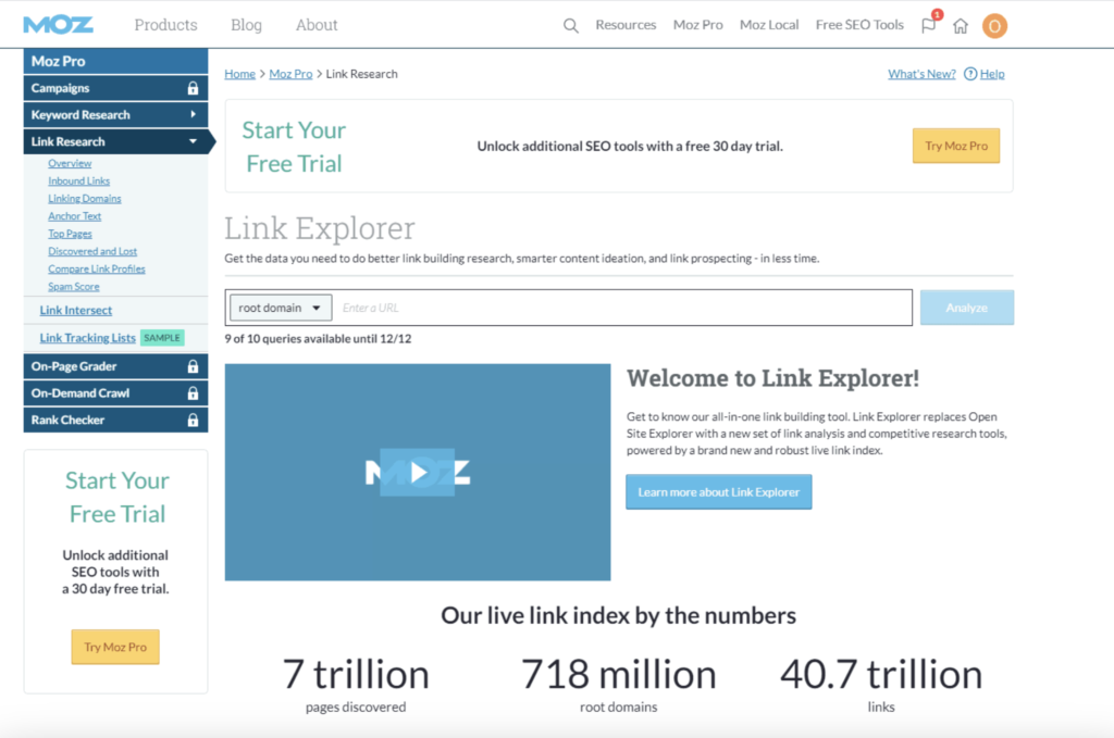 moz Link Explorer