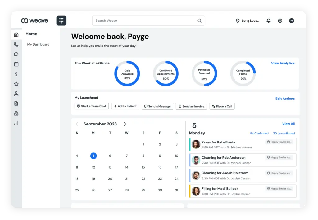 Weave dashboard
