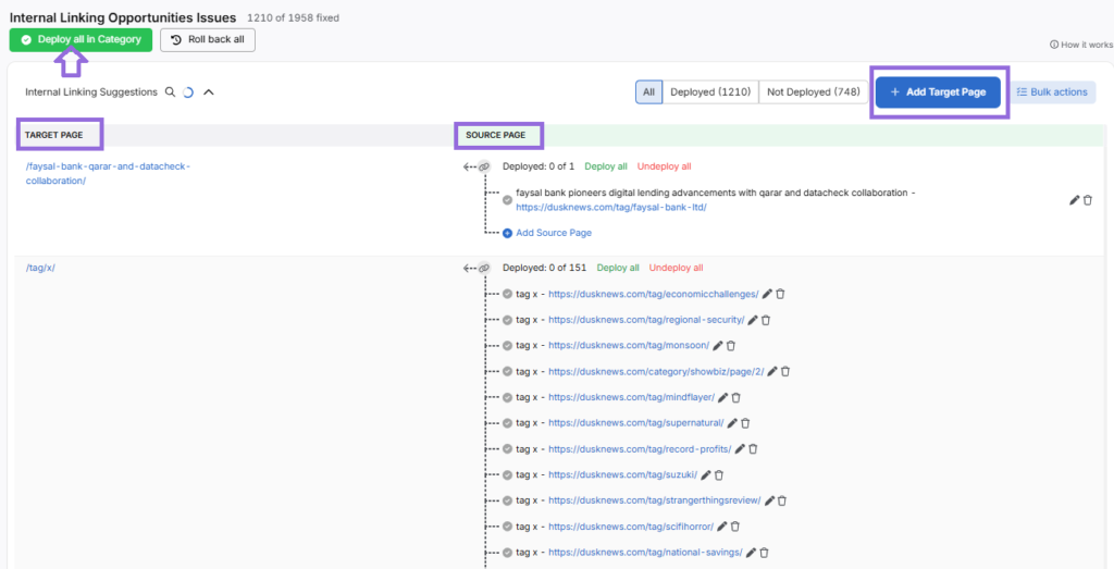 internal linking opportunities for SEO content