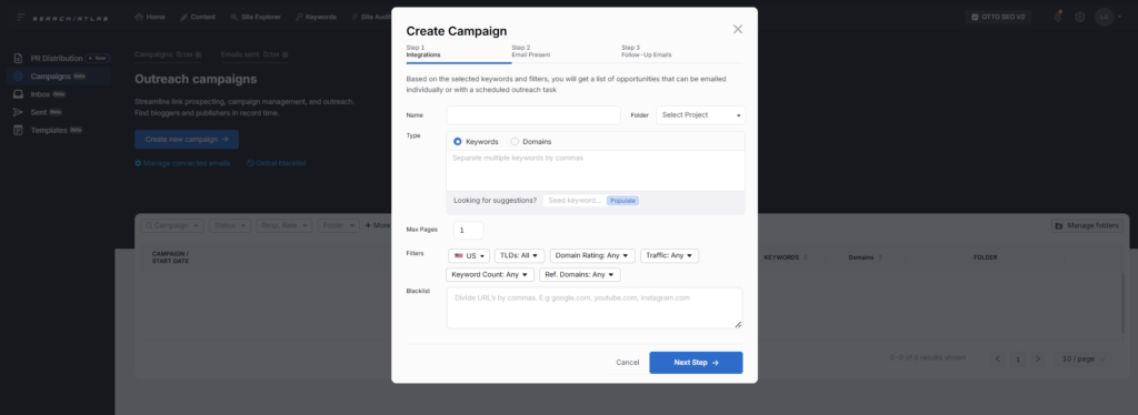 outreach campaign tool search atlas