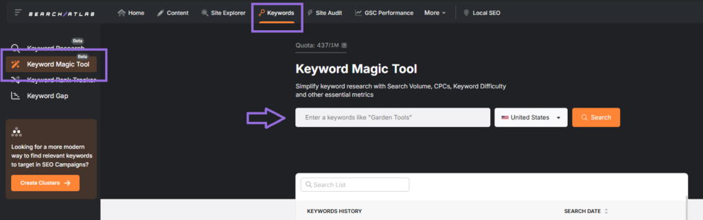 search atlas keyword magic tool