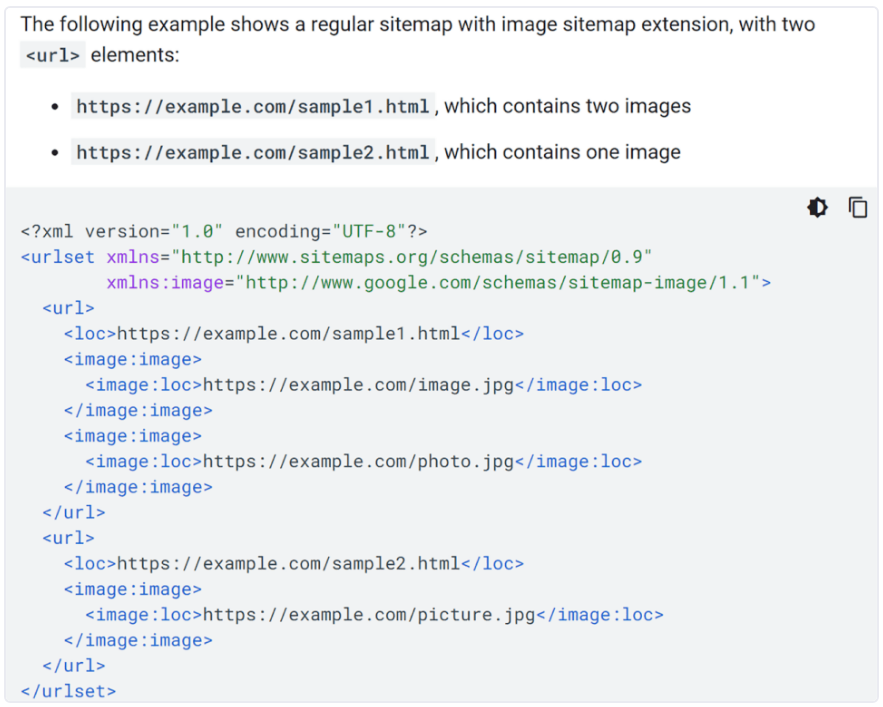 sitemap recommended by google for images