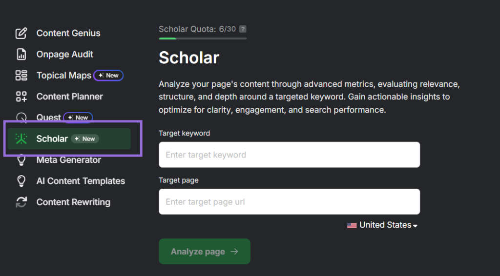 overview of the search atlas scholar tool
