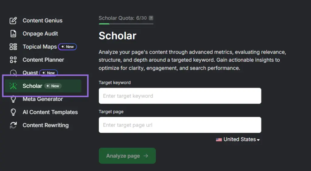 overview of the search atlas scholar tool