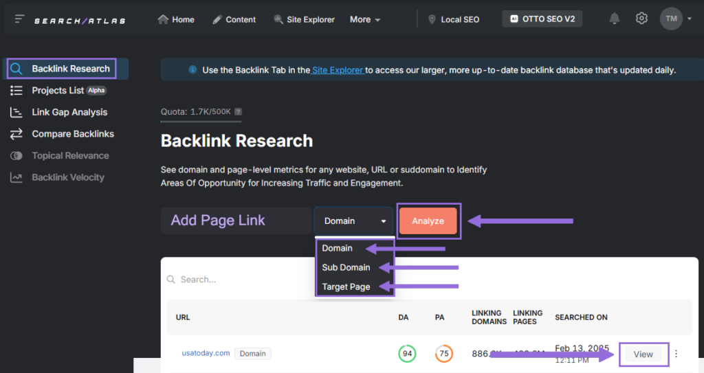 search atlas backlink research tool