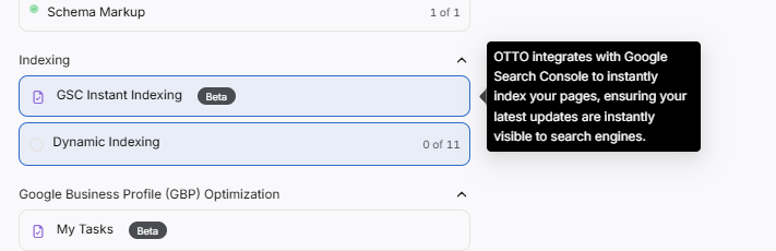 indexing in search atlas OTTO SEO tool
