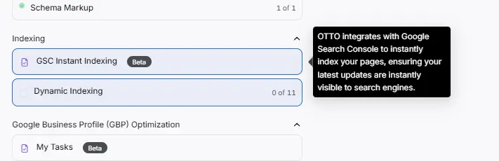 indexing in search atlas OTTO SEO tool