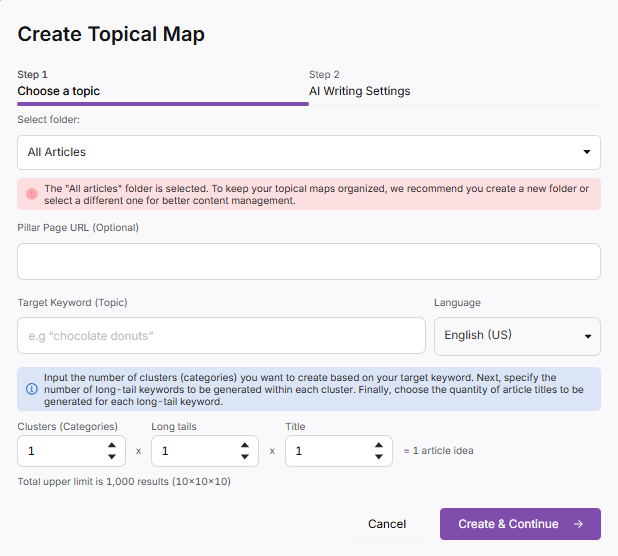 how to create a topical map with Search Atlas