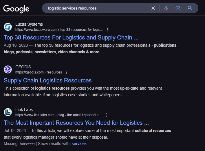 searching Google for services resources